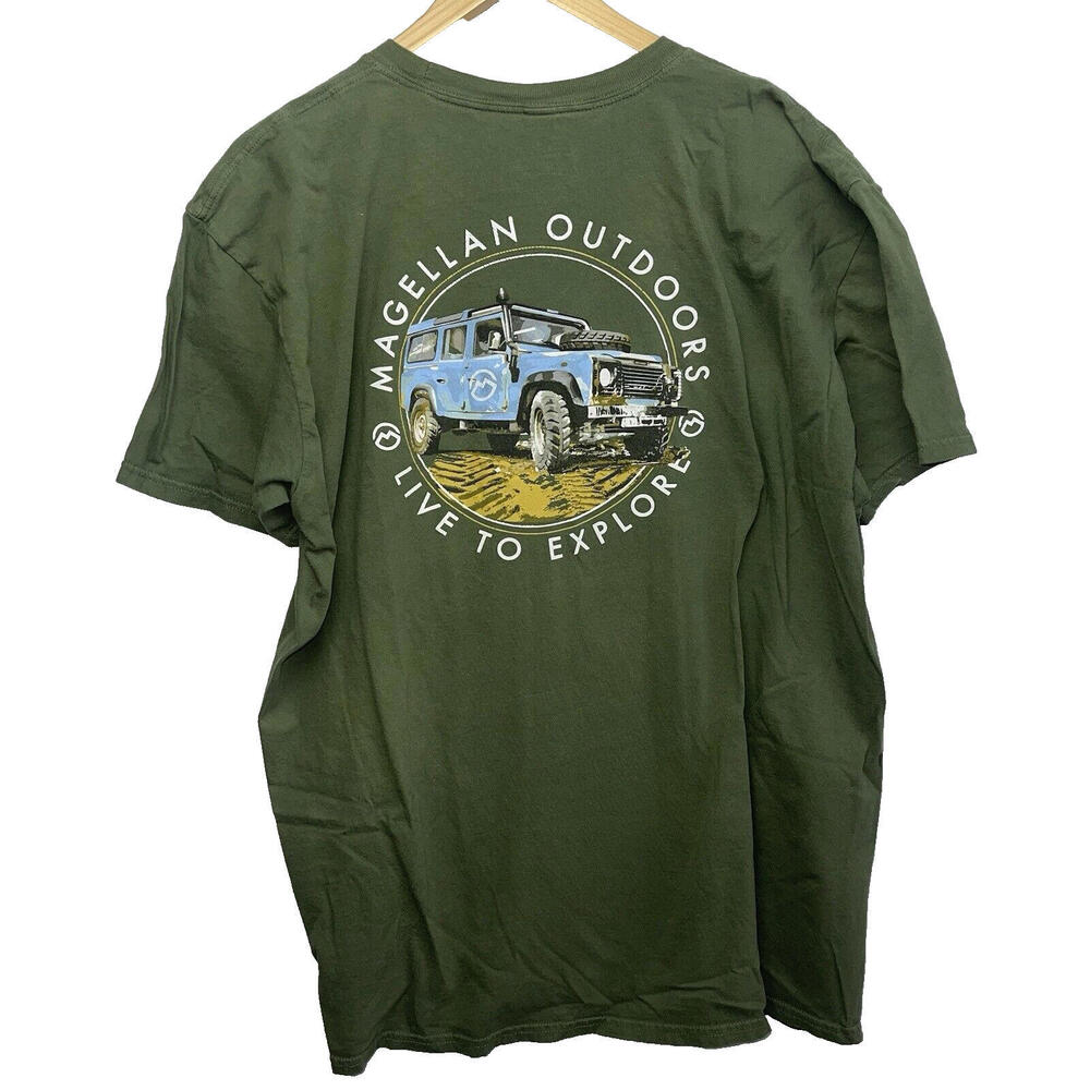 Magellan Outdoors Mens Green JEEP Tshirt Size 2XL "Live To Explore" Short Sleeve